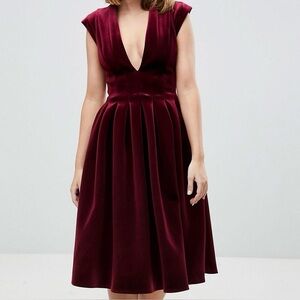 ASOS Velvet Deep Plunge Dress